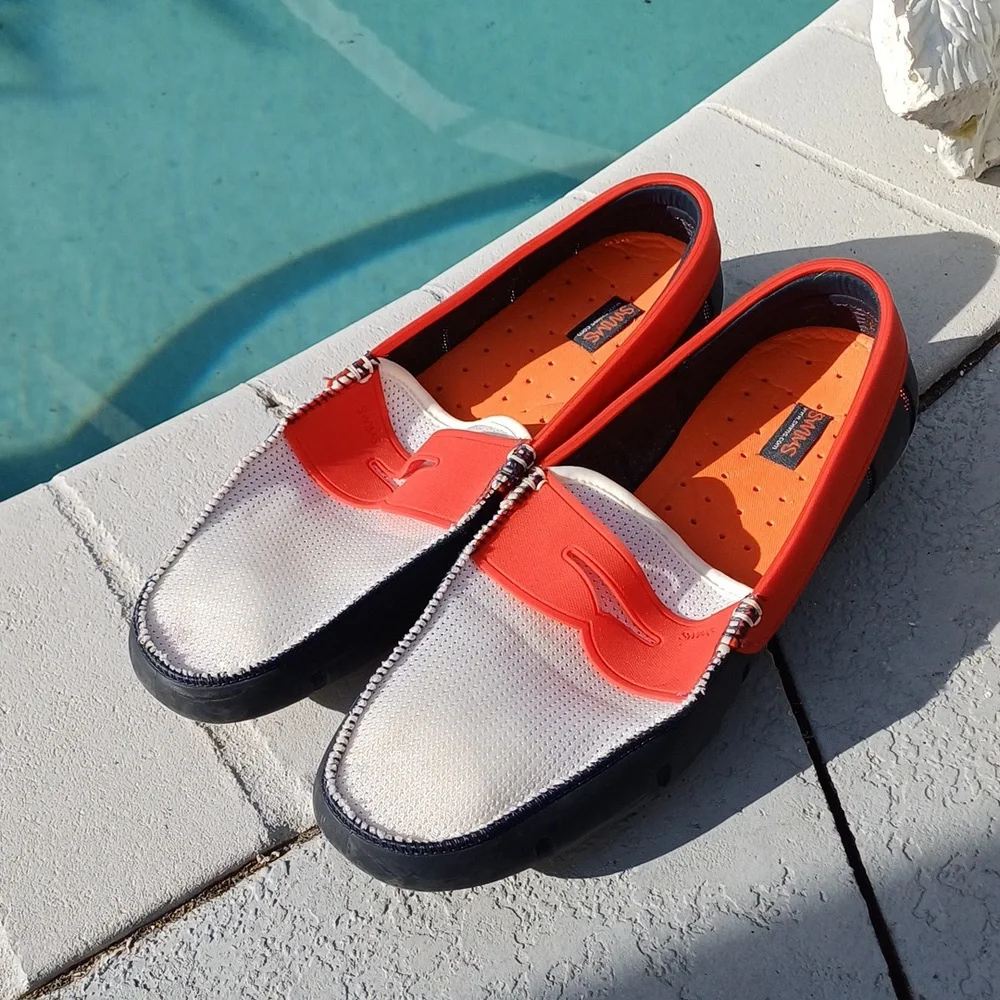 Swims Men's White, Red & Navy Slip-On Boat Shoes